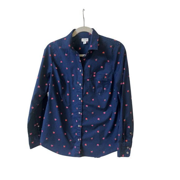 J. Crew Apple button down blouse navy Size small - Picture 1 of 3